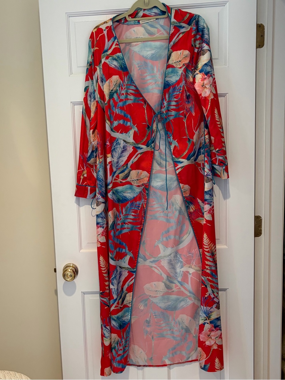 Makers of Dreams Red Tropical Floral Maxi Duster